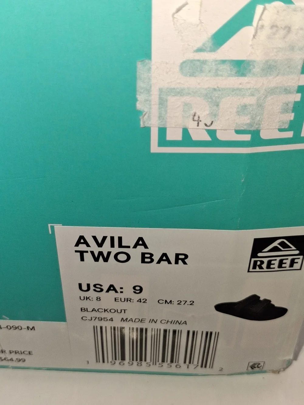 Reef Avila Two Bar Mens Blackout Color Super Comfy Sandals Size 9US 8UK  NIB